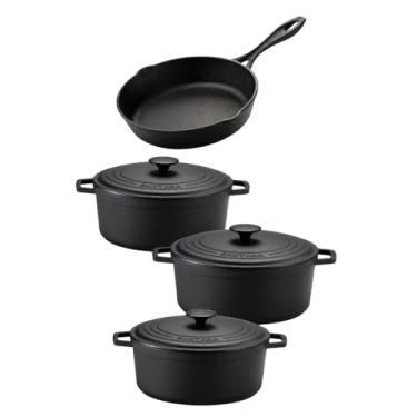 Imagem de Jogo de panela de ferro fundido caçarola Neo 16, 18, 22 tampa de ferro alça de ferro e frigideira 20 sem tampa Santana