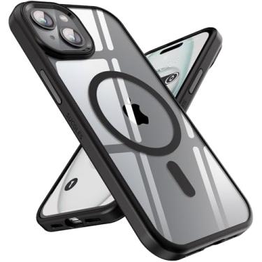 Imagem de SUCGLES Capa para iPhone 15 com MagSafe, [ímã forte] [proteção de grau militar de 4,5 m] [não amarela] capa fina para celular segura para mag, feminina, masculina, para Apple iPhone15 (titânio preto)