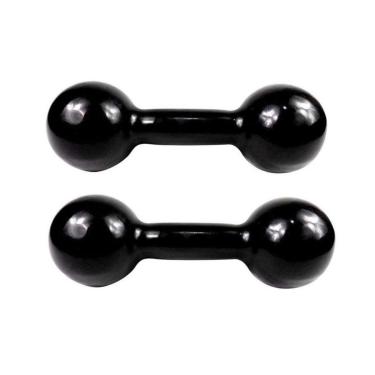 Imagem de Par de Halteres Emborrachado para Musculação 9kg Preto-Unissex