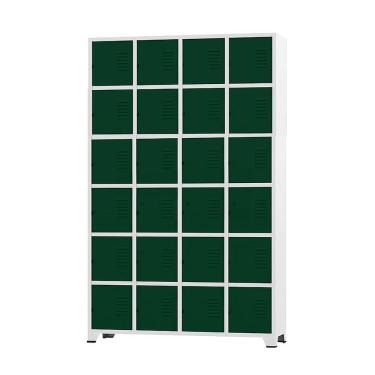Imagem de Armário Roupeiro De Aço 24 Portas Para Vestiário Academia Locker Verde Escuro com Chave