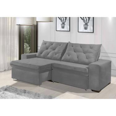 Imagem de Sofá Retrátil e Reclinável 2.10m ESTILO ESTOFADOS - EUROPA com SoftGel D33 Velupluma "Prata"