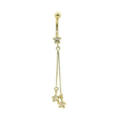 Imagem de Piercing De Ouro 18K De Umbigo Com 3 Estrelas - Elegancy Joias