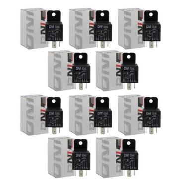 Imagem de Kit 10 Relé Auxiliar C/suporte Universal 5 Terminais 40a 24v - DNI