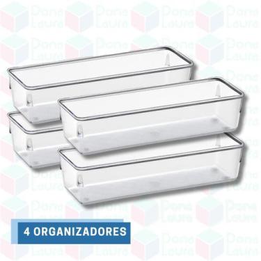 Imagem de Organizadores Empilhavel Gavetas Armário Transparente 4 Uni - PRATICAS