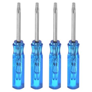 Imagem de HARFINGTON 4 peças de mini chave de fenda Torx T6 cabeça de estrela magnética 45 mm de comprimento para reparo de óculos de relógio, eletrônicos, azul