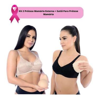 Imagem de Kit 2 Prótese Mamária Externa + Sutiã Para Prótese Mamária - Model Sli