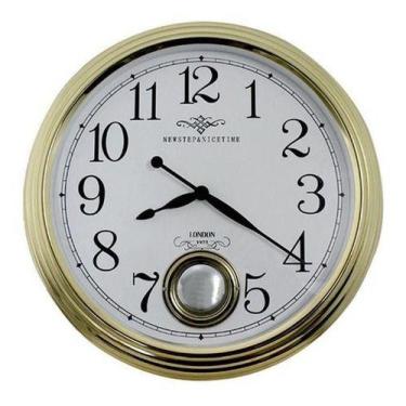 Imagem de Relógio De Parede Grande Dourado Com Pêndulo Luxo  42x42x9cm - Atual C