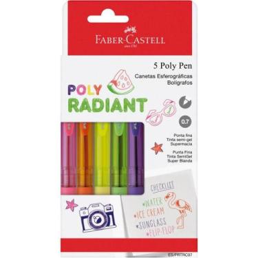 Imagem de Caneta Esferográfica POLY Pen Radiant 5 Cores - Pacote com 6 Unidades 
