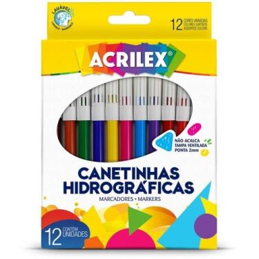 Imagem de Caneta Hidrográfica Ponta 2MM 12 Cores com Tampa Ventilada - Pacote co
