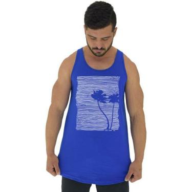 Imagem de Regata Longline Estampada Masculina MXD Conceito Praia e Palmeiras, Az