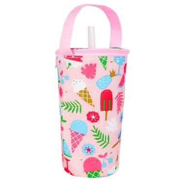 Imagem de Linkidea Suporte para copo de café gelado compatível com Starbucks Venti e Trenta, Dunkin'Donuts, bolsa térmica de pano Oxford para bebidas de 623 g - 947 ml, rosa