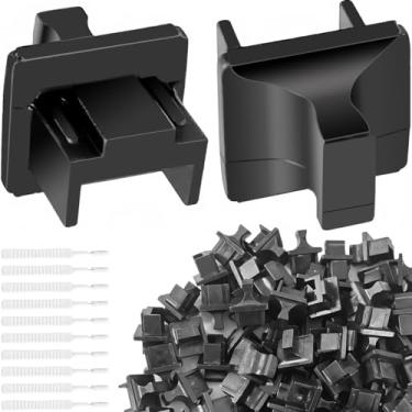 Imagem de DKARDU Capa protetora contra poeira para hub Ethernet, plugue antipoeira RJ45 para bloqueador de porta fêmea, porta Ethernet para switch router conversor de mídia, com 10 limpadores, 100 peças
