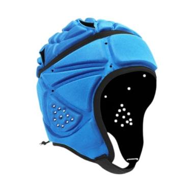 Imagem de Dynwave Capacete de Rugby Protetor de Cabeça de Rugby Acessórios Macios Boné de Proteção Capacete para Futebol Americano de Bandeira Beisebol Arremessador, Azul