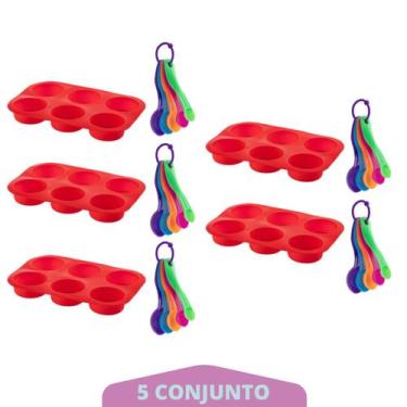 Imagem de Medidora 5 Pçs + Forma de Silicone Cupcake Sortida 5Un - QUALITY HOUSE