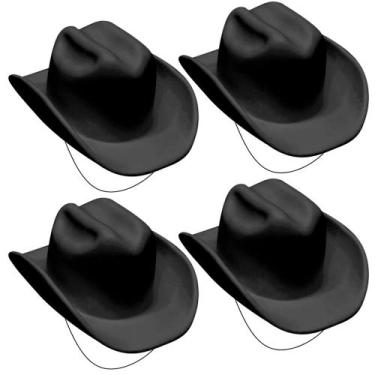 Imagem de Kit 4 Chapéus Preto Caipira Vaqueiro Cowboy Atacado Festa - Toy Master