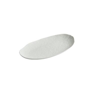 Imagem de Prato de peixe de cerâmica cozido no vapor, prato de salada oval branco - prato de peixe de 42 cm