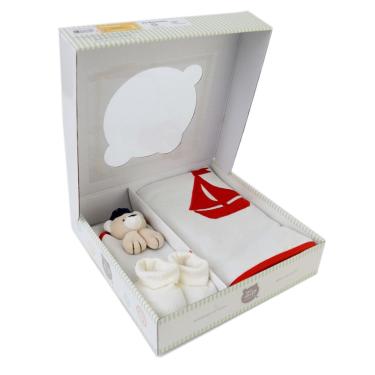 Imagem de Kit Presente Ursinho Marinheiro (Manta, Pantufa e Blanket)