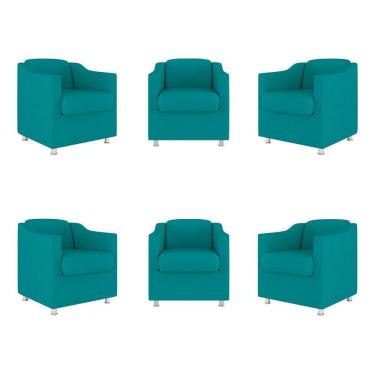 Imagem de Kit 6 Cadeiras Poltronas Decorativas Espera Clinica Dentista Cor: azul Turquesa