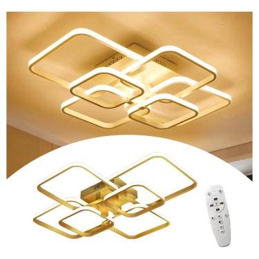 Imagem de Lustre De Led Luminária Moderno 70W Dourado Com Controle