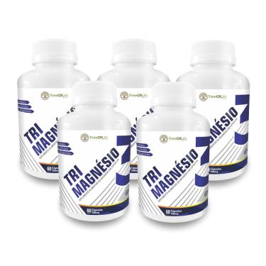 Imagem de 5x Tri Magnesio (Magnésio Malato Citrato e Bisglicitato) 300 Cápsulas 500mg