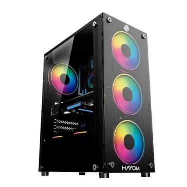 Imagem de Gabinete Gamer Gb1749 Hayom C/4 Fans Lateral Vidro Mid Tower