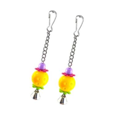 Imagem de Baoblaze 2 peças Brinquedos de pássaro de estimação Conure Brinquedos engraçados Cage, Amarelo