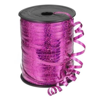 Imagem de Fitilho Metalizado Holográfico 200m para Decoração de Festas, Presentes e Balões – Cores Vibrantes, Brilho Intenso, Resistente e Versátil (PINK)