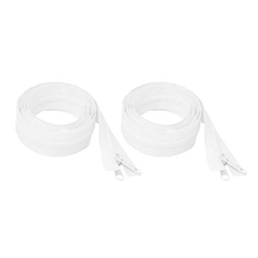 Imagem de Zíper resistente #10 – Zíper de plástico separado com puxador duplo deslizante para costurar saco de dormir, capa de barco, trampolim, saco de cachorro, barraca da Mandala Crafts, 2 peças, branco, 96 polegadas