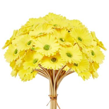 Imagem de AWARDSEN 15 peças de margaridas artificiais amarelas gerbera margaridas falsas, buquê de flores, 38 cm, margaridas artificiais para festa de casamento, decoração de cozinha