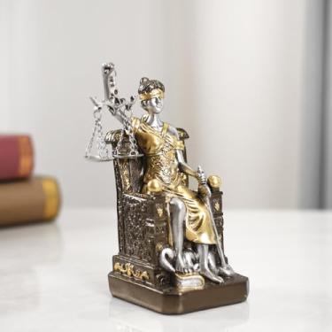 Imagem de Deusa da Justiça Dupla Finalidade Resina Bookend & Decor Estátua - Senhora Justiça Realista Escultura com Artesanato Premium, Decoração de Escritório de Advogado, Tema Legal Presente para Casa/Estudo