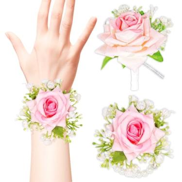 Imagem de GANZHOUYILAN Conjunto de 2 peças de corpete e flor na lapela