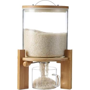 Imagem de Dispensador De Arroz, Recipiente De Cereais Hermético, Recipiente De Vidro Orgization D Food Storge, Recipientes Herméticos Para Grãos Com Tampas D Copo Medidor