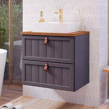 Imagem de Gabinete Suspenso para Banheiro com Cuba Ketlyn Espresso Móveis Titânio