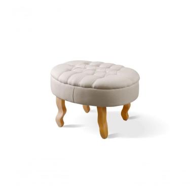 Imagem de Puff Elizabeth Capitonê Oval Cor:linho Nude 100