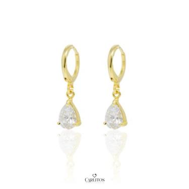 Imagem de Brinco Argola com Gota - Cod 951 Banhado a ouro 18k - Carlitos Joias
