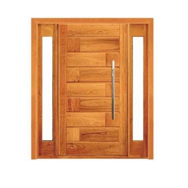 Imagem de Porta Pivotante 713 Brotas com Visor Lateral Duplo - Madeira Maciça - Angelim