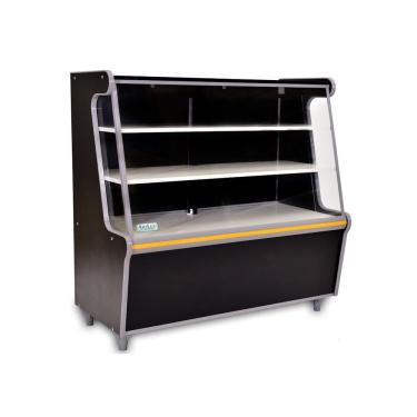 Imagem de Balcão Vitrine Seco Expositor Art 100 Preto Faixa Amarelo