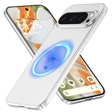 Imagem de GRECAZO Capa magnética para Google Pixel 10 Pro/Pixel 10, fina, minimalista, rígida rígida [compatível com MagSafe], proteção ultrafina e leve com câmera e protetor de tela - prateada