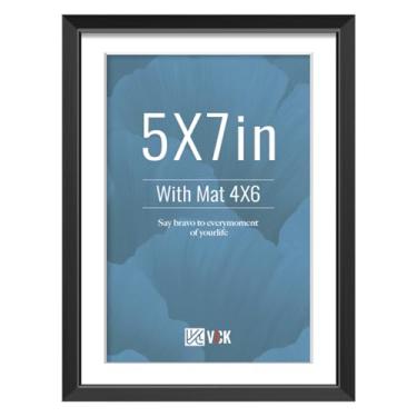 Imagem de VCK Moldura preta de alumínio 12 x 18 cm com vidro transparente, exibe fotos de 10 x 15 cm com tapete ou 12 x 18 cm sem, decoração de casa para mesa ou parede para sala de estar, escritório