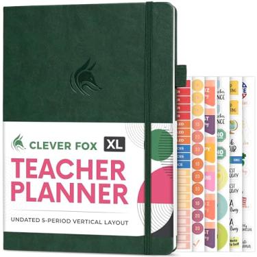 Imagem de Clever Fox Agenda de professores – Agenda de ano escolar com calendários e planos de aula – livro para sala de aula e organização de ensino em casa, A4 (verde escuro)