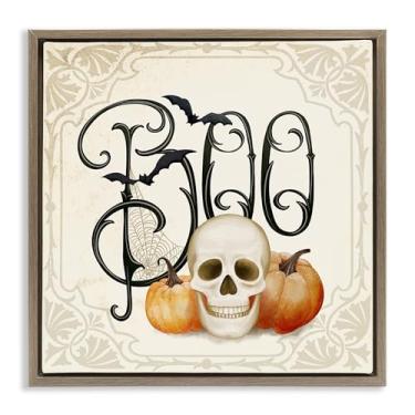 Imagem de Stupell Industries Something Wicked Boo Brown Framed Floater Canvas Wall Art Design por Nicole Tamarin, 18 x 18