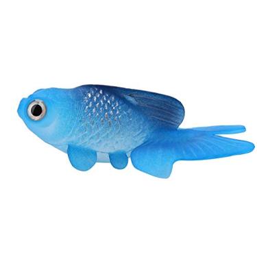 Imagem de Generic Decoração Realista de Aquário Durável Imitação de Silicone Peixe Pequeno para Aquário (No. 4 peixe dourado azul)
