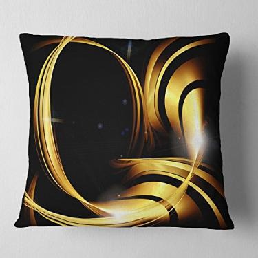 Imagem de Designart Golden Warm Fractal Design para sala de estar, sofá, almofada de alta qualidade + capa de almofada impressa em ambos os lados 45,72 x 45,72 cm