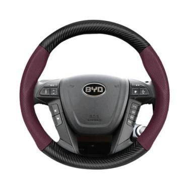 Imagem de Capa De Volante Em Couro Respirável Com Textura De Fibra De Carbono Fo