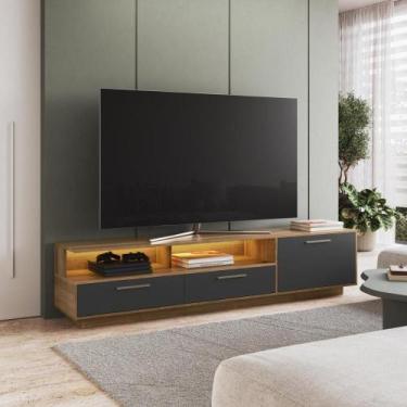Imagem de Rack Sala para TV 75 Polegadas 200cm com Gavetas Porta e Led - Art In 