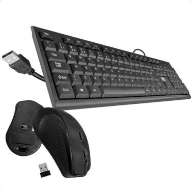 Imagem de Kit Mouse Óptico Wireless E Teclado Com Fio Conexão Por Usb - Maxmidia
