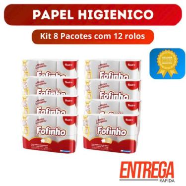 Imagem de Kit 04 pacotes papel higiênico FOFINHO folha dupla 30m 24 rolos