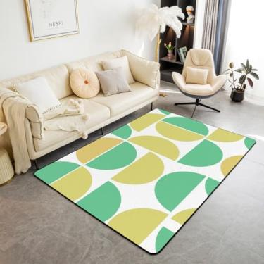 Imagem de Erosebridal Tapete de área amarelo e verde, retrô, meados do século, tapete decorativo geométrico, vintage, arte abstrata, moderno, interior