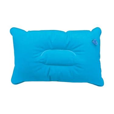 Imagem de Travesseiro Almofada Inflável para Viagem, Portátil (Azul)