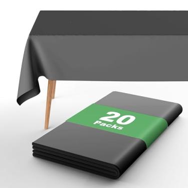 Imagem de URMONA Toalha de mesa de plástico descartável, 20 peças - 137 x 396 cm, toalha de mesa retangular, impermeável, adequada para festas, piqueniques, casamentos e acampamento (preto)
